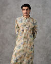 Pistachio Silk Botanical Print Kurta Set
